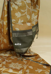 Golden Yellow - Sundari – Premium Kota Tussar Silk Saree with floral prints body